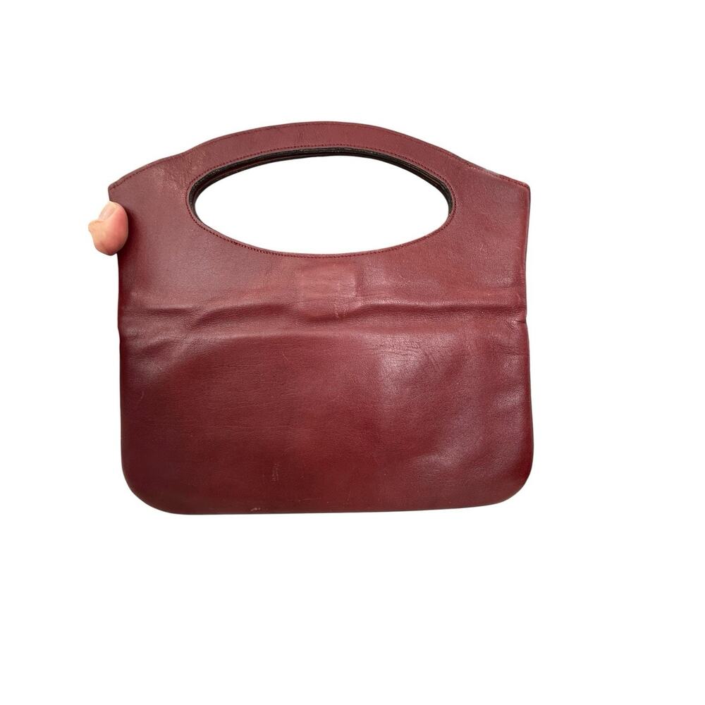 Vintage Etienne Aigner Burgundy Leather Clutch Purse Horseshoe Logo Handbag - Picture 6 of 10